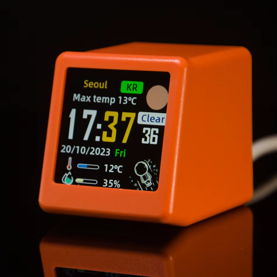 Super Cool Mini Wifi Desktop Weather Digital Clock Station with IPS LCD Screen Gadget for Decoration