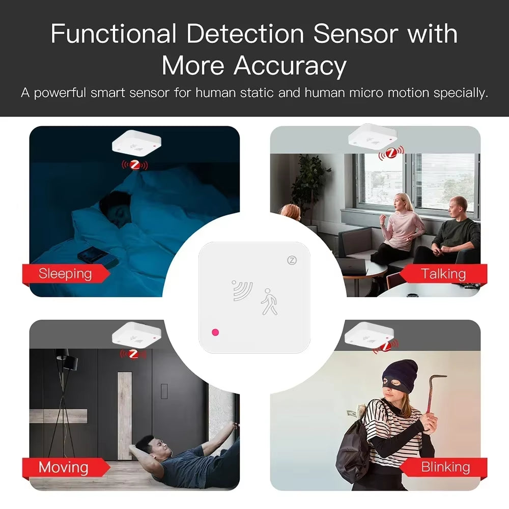 Tuya Zigbee Wifi Human Presence Sensor Mmwave Radar Detector with Luminance Sensor for Smart Home Smart Life Replace PIR Sensor