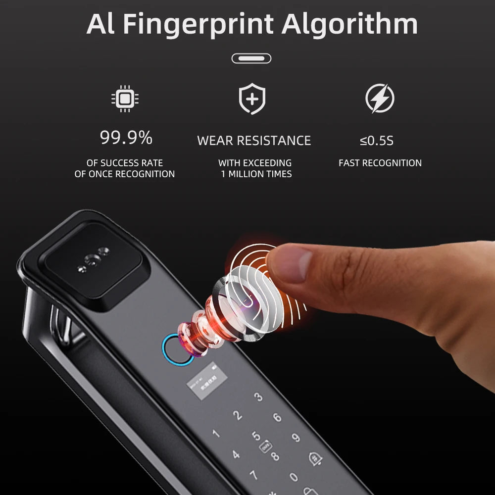 LIFFEN Wishome App Fingerprint Smart Door Lock Face Recognition Fingerprint Lock with Camera Biometric Door Smart Digit Lock