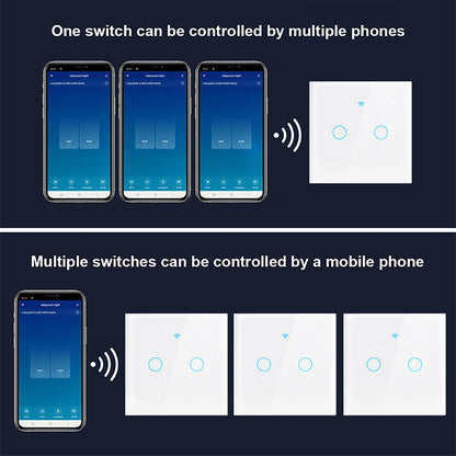 Tuya Smart Life Light Switch Wifi Touch Sensor Smart Switch App Remote Control No Neutral Wire 110V 220V for Alexa Google Home