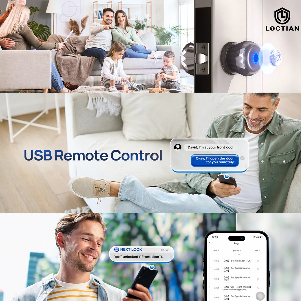 Blacksmith Keyless Smart Door Lock Smart Deadbolt with App Control & Fingerprint & 2 Keys Electronic Door Lock for Home Office
