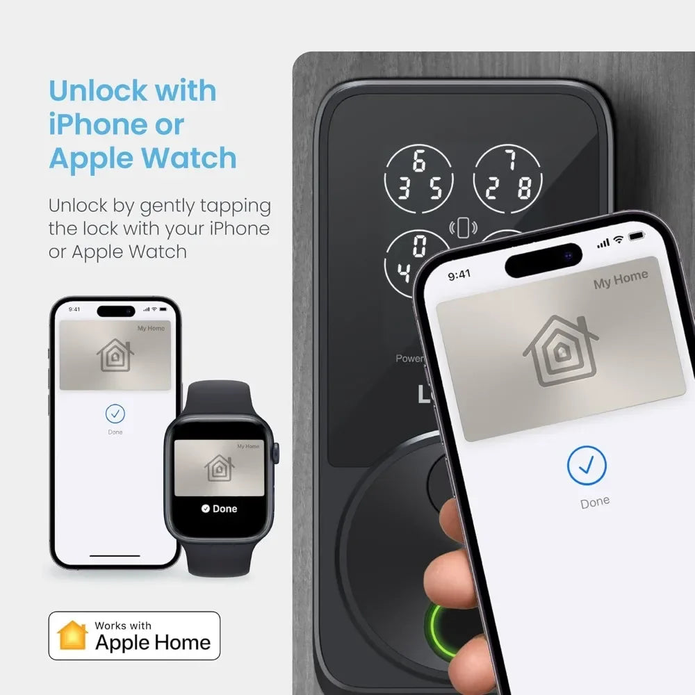 Lockly Secure Pro Zeno Series Smart Door Lock,Fingerprint Keyless Entry Door Lock for Front Door with Apple Home Key,Built-In Wi