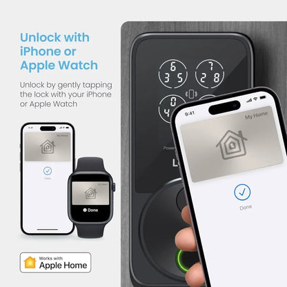 Lockly Secure Pro Zeno Series Smart Door Lock,Fingerprint Keyless Entry Door Lock for Front Door with Apple Home Key,Built-In Wi