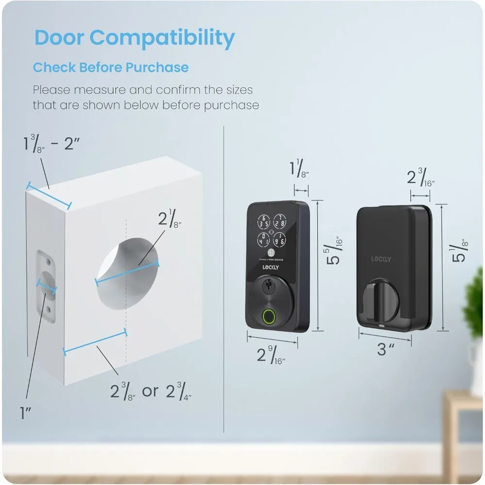 Lockly Secure Pro Zeno Series Smart Door Lock,Fingerprint Keyless Entry Door Lock for Front Door with Apple Home Key,Built-In Wi