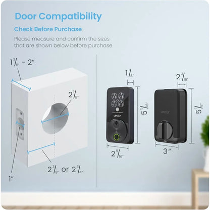 Lockly Secure Pro Zeno Series Smart Door Lock,Fingerprint Keyless Entry Door Lock for Front Door with Apple Home Key,Built-In Wi