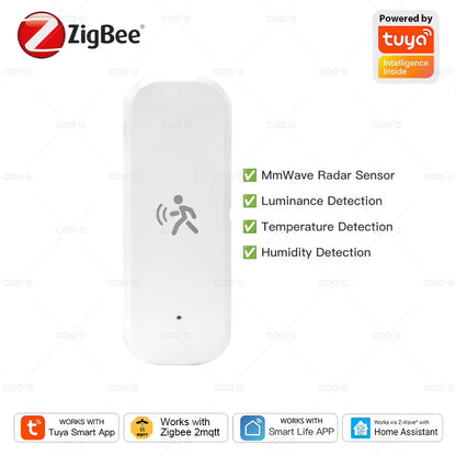 Zigbee 10G Mmwave Radar Motion Sensor Human Detector with Illuminance Temperature Humidity Sensor Support Tuya Zigbee2Mqtt