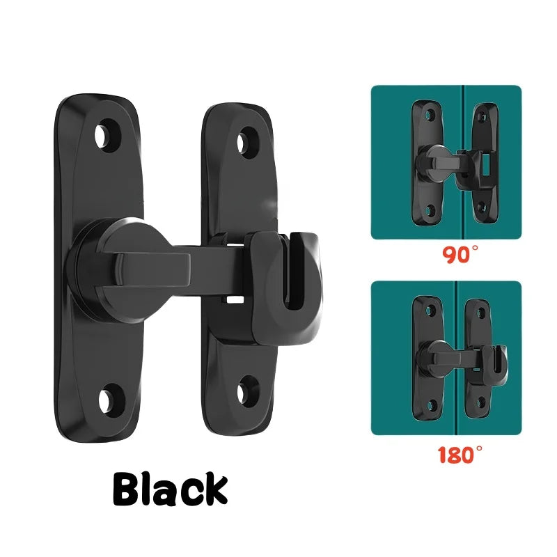 90/180 Degree Flip Door Lock Home Security Sliding Door Latch Small Gate Latches Hardware Anti-Theft Lock Zinc Alloy Door Bolts