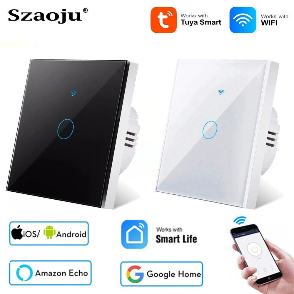 Tuya Smart Life Light Switch Wifi Touch Sensor Smart Switch App Remote Control No Neutral Wire 110V 220V for Alexa Google Home
