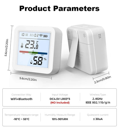 Smart WIFI Temperature Humidity Sensor Hygrometer Thermometer Tuya Smart APP Remote Moniter Support Alexa Assistant