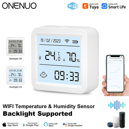 Smart WIFI Temperature Humidity Sensor Hygrometer Thermometer Tuya Smart APP Remote Moniter Support Alexa Assistant