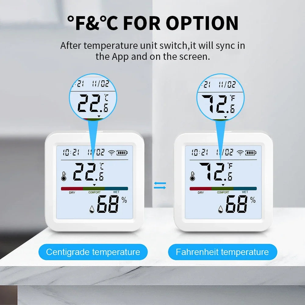 Smart WIFI Temperature Humidity Sensor Hygrometer Thermometer Tuya Smart APP Remote Moniter Support Alexa Assistant