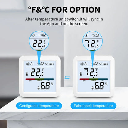 Smart WIFI Temperature Humidity Sensor Hygrometer Thermometer Tuya Smart APP Remote Moniter Support Alexa Assistant