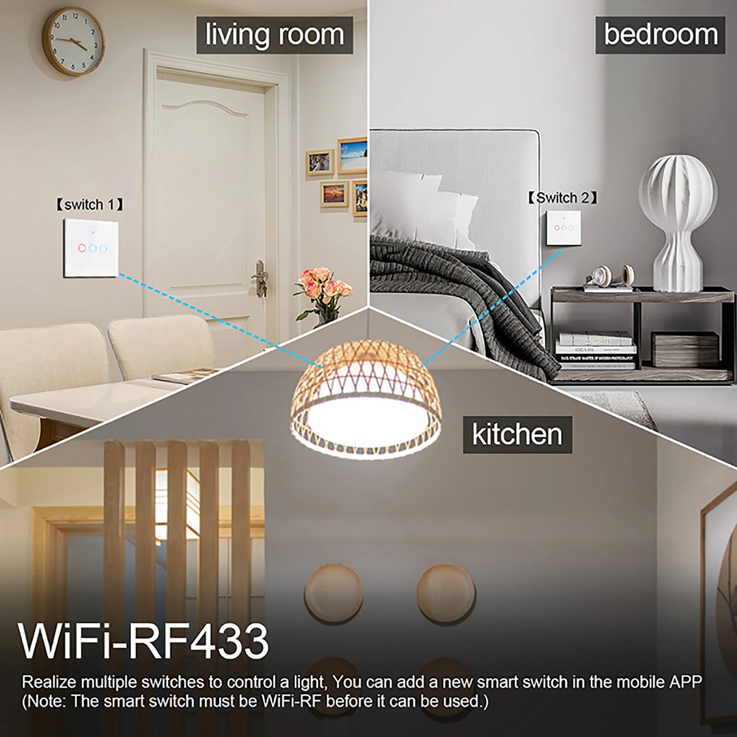 Tuya Smart Life Light Switch Wifi Touch Sensor Smart Switch App Remote Control No Neutral Wire 110V 220V for Alexa Google Home