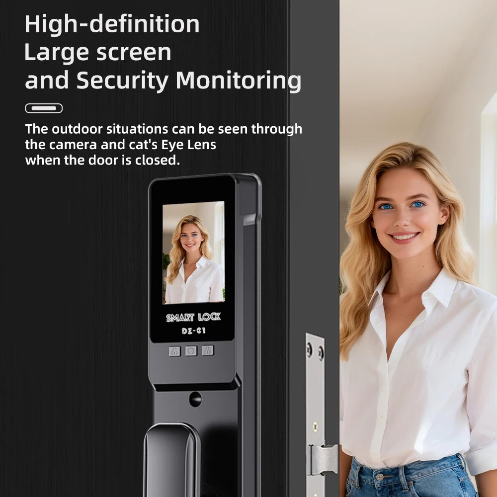 LIFFEN Wishome App Fingerprint Smart Door Lock Face Recognition Fingerprint Lock with Camera Biometric Door Smart Digit Lock