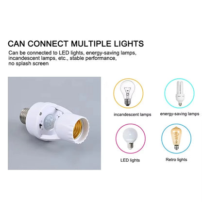 Smart Motion Sensor Light Bulb Holder E27 PIR Induction Sensor Adapter Lamp Base Converter Automatic LED Switch AC 110V 220V