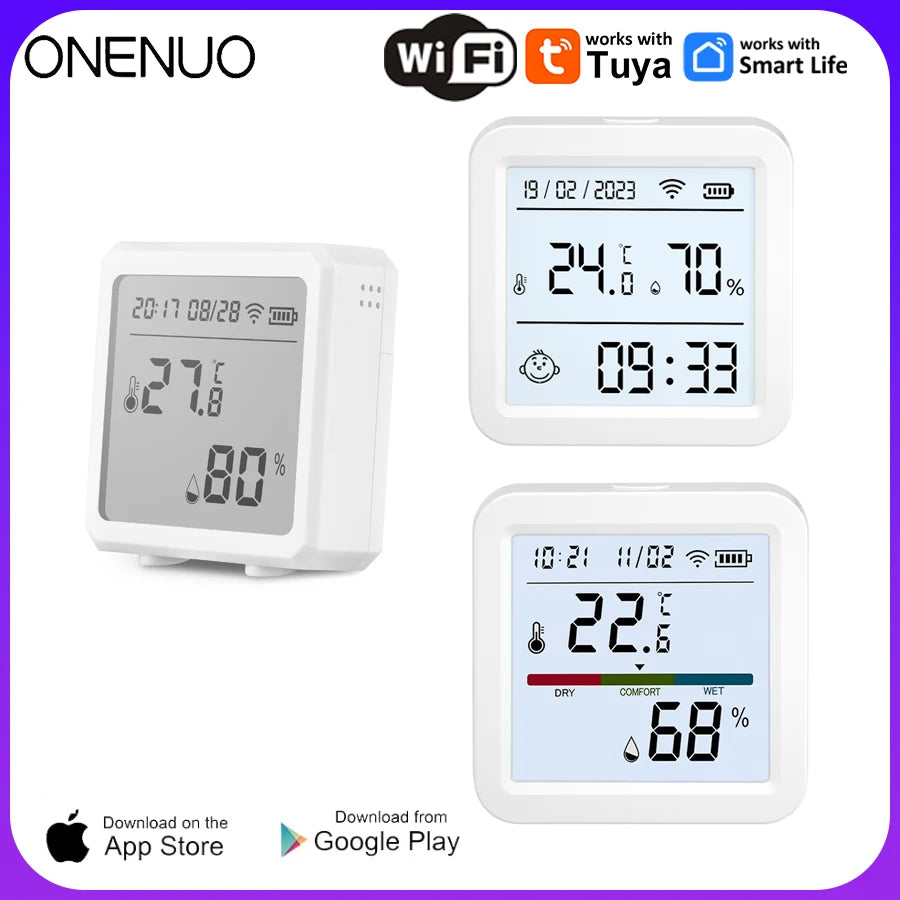 Smart WIFI Temperature Humidity Sensor Hygrometer Thermometer Tuya Smart APP Remote Moniter Support Alexa Assistant