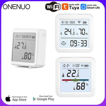 Smart WIFI Temperature Humidity Sensor Hygrometer Thermometer Tuya Smart APP Remote Moniter Support Alexa Assistant