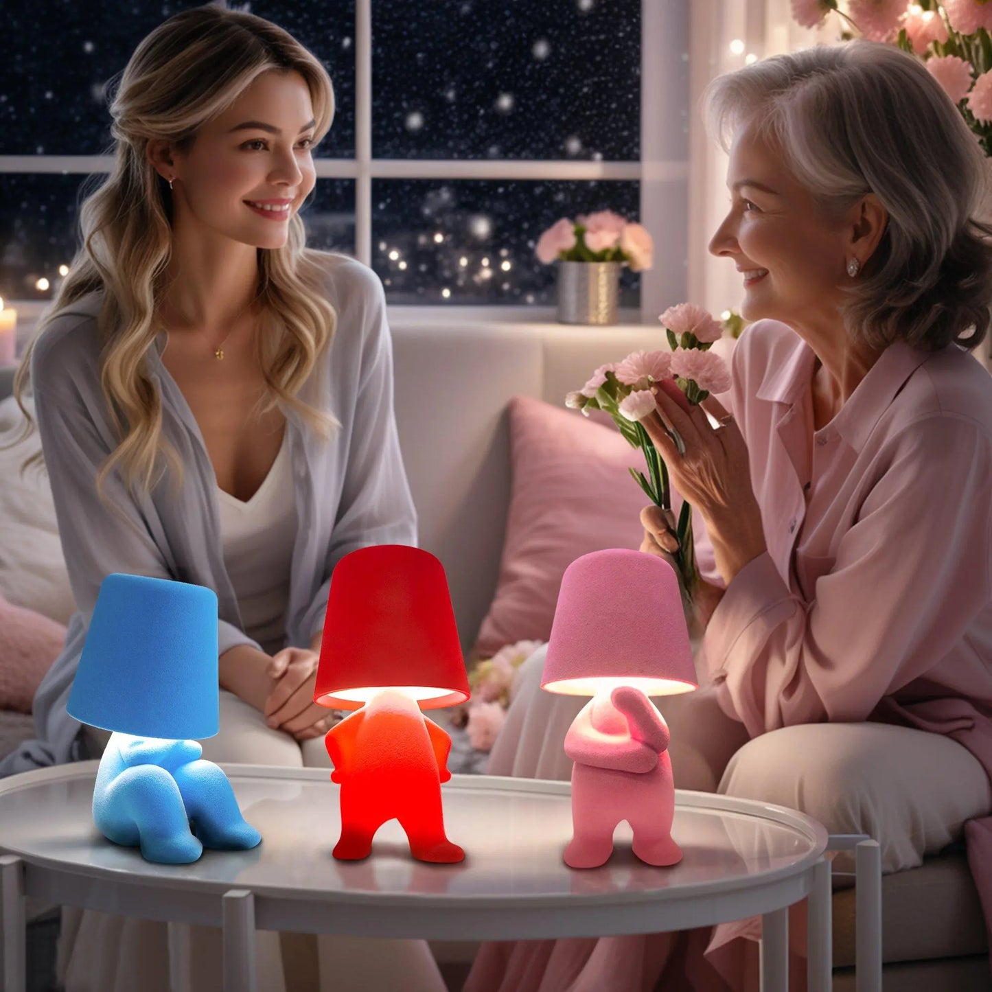 Creative Design Table Lamp, USB Rechargeable LED Night Light, Atmosphere Lights, 3-Way Dimmable Modern Night Lamp, Nightstand Lamp for Home, Living Room and Office, Nightlight for Bedroom #GLOBAL PICKS