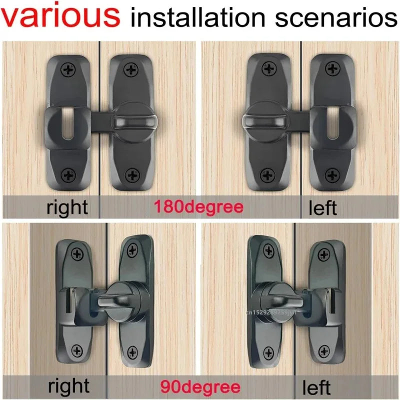 90/180 Degree Flip Door Lock Home Security Sliding Door Latch Small Gate Latches Hardware Anti-Theft Lock Zinc Alloy Door Bolts
