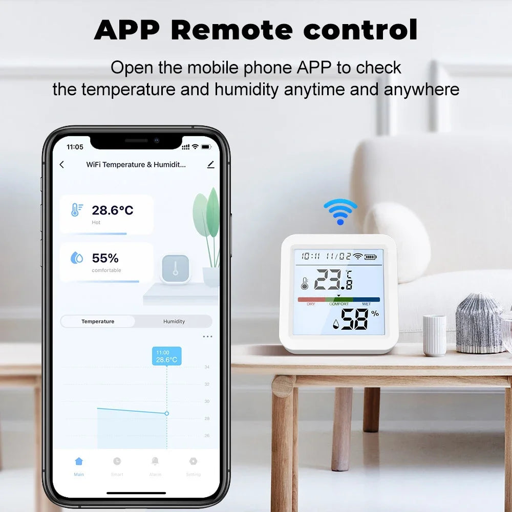 Smart WIFI Temperature Humidity Sensor Hygrometer Thermometer Tuya Smart APP Remote Moniter Support Alexa Assistant