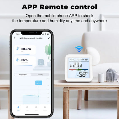 Smart WIFI Temperature Humidity Sensor Hygrometer Thermometer Tuya Smart APP Remote Moniter Support Alexa Assistant