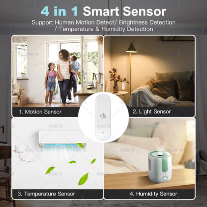 Zigbee 10G Mmwave Radar Motion Sensor Human Detector with Illuminance Temperature Humidity Sensor Support Tuya Zigbee2Mqtt