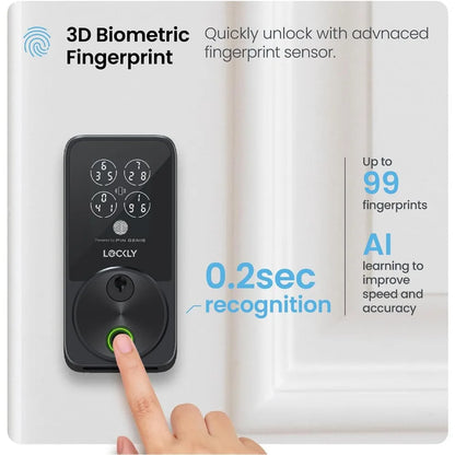 Lockly Secure Pro Zeno Series Smart Door Lock,Fingerprint Keyless Entry Door Lock for Front Door with Apple Home Key,Built-In Wi